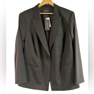 NWT Lafayette 148 New York Black Wool Stretch Blazer Sport Coat Plus Size 22W